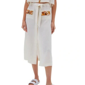 JONATHAN SIMKHAI Swim Belted Crinkled Voile Midi‎ Skirt NWT XS